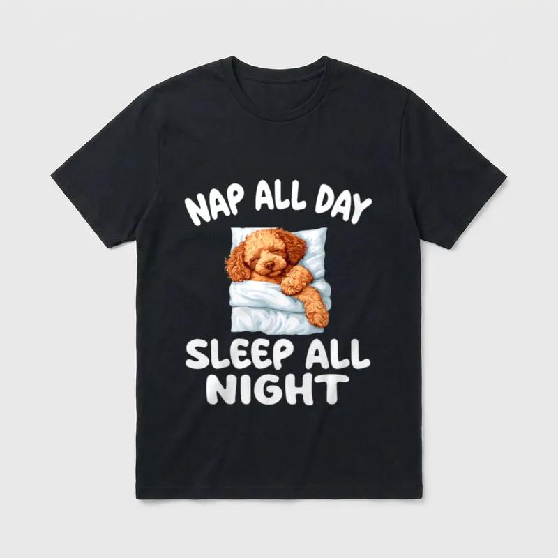 Niedlicher Pudel-Schlafanzug den ganzen T-Shirt – Klassisches T-Shirt in Schwarz
