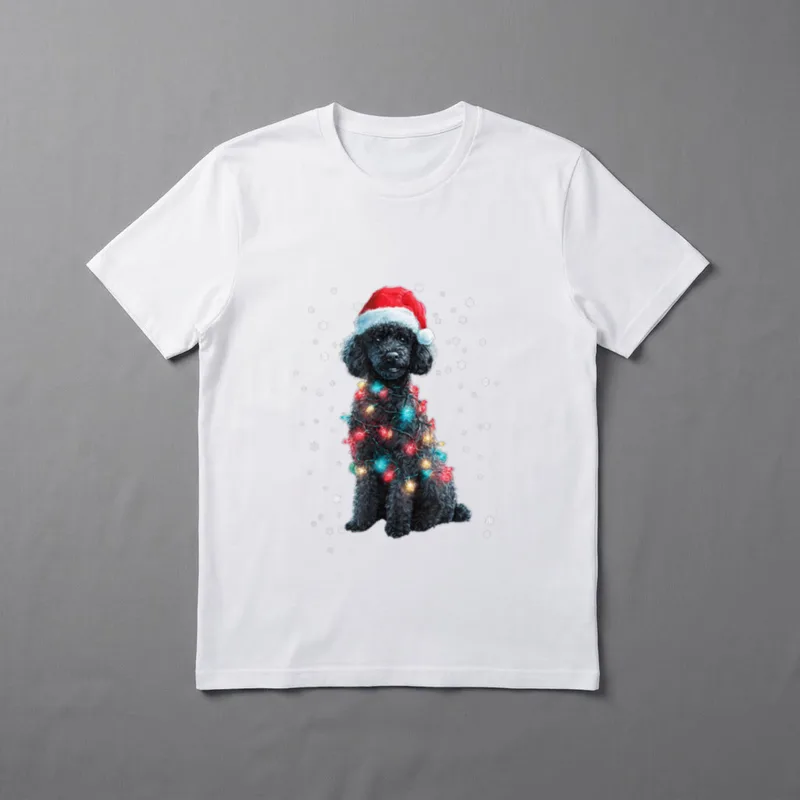 Weihnachten Hund Pudel Santa T-Shirt – Klassisches T-Shirt in Schwarz