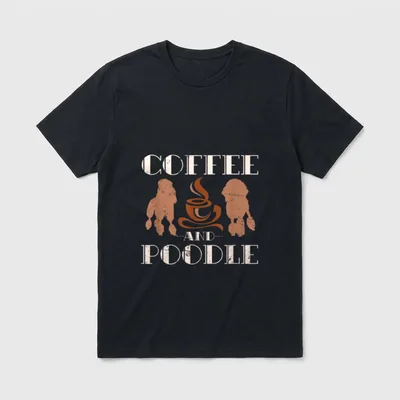 Kaffee und Pudel T-Shirt – Klassisches T-Shirt in Schwarz