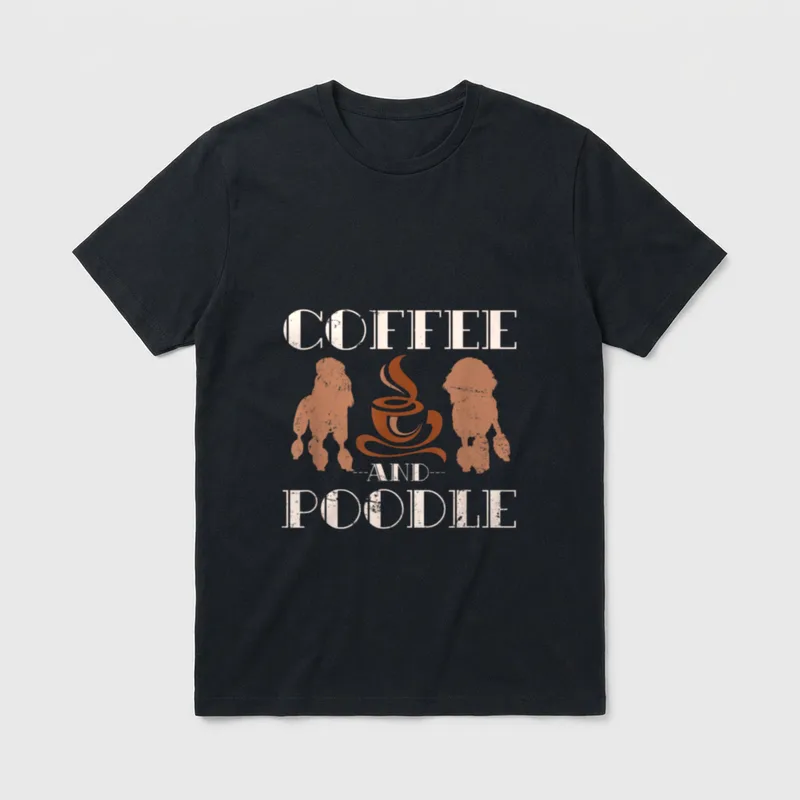 Kaffee und Pudel T-Shirt – Klassisches T-Shirt in Schwarz