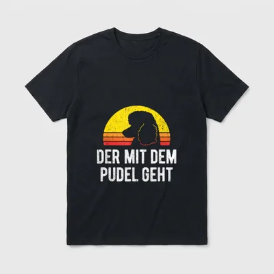 Retro Pudel Vintage Königspudel T-Shirt – Klassisches T-Shirt in Schwarz