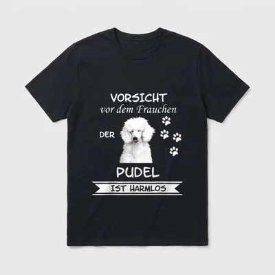 Vorsicht vor dem Frauchen Pudel T-Shirt – Klassisches T-Shirt in Schwarz