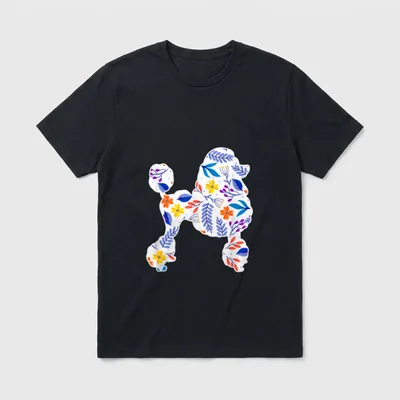 Vintage Pudel Pudel & Doodles T-Shirt – Klassisches T-Shirt in Schwarz