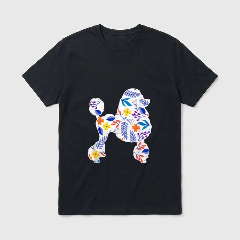 Vintage Pudel Pudel & Doodles T-Shirt – Klassisches T-Shirt in Schwarz