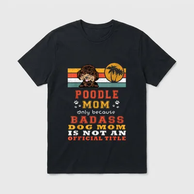 Pudel Mom Retro Vintage T-Shirt – Klassisches T-Shirt in Schwarz