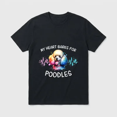 Poodle EKG Pudel T-Shirt – Klassisches T-Shirt in Schwarz