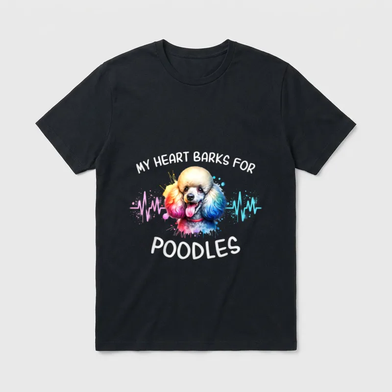 Poodle EKG Pudel T-Shirt – Klassisches T-Shirt in Schwarz