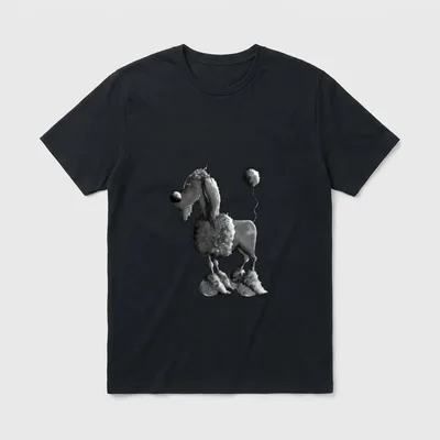 Schwarze Pudel Cartoon Hundemotiv T-Shirt – Klassisches T-Shirt in Schwarz