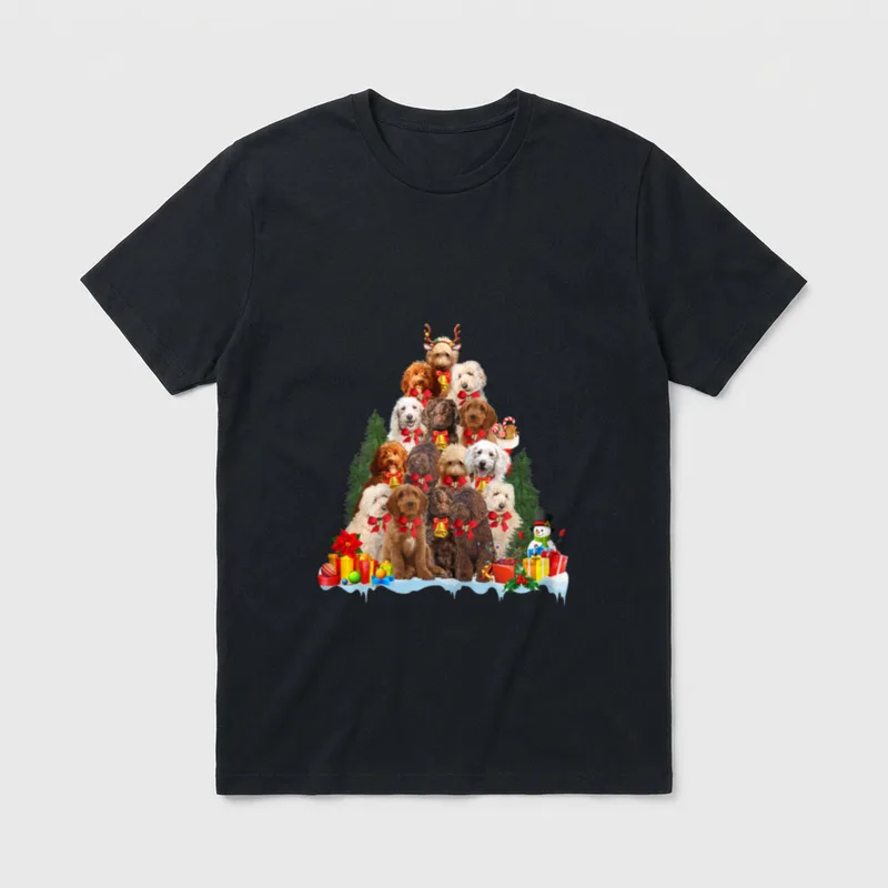 Weihnachtspyjama australischer Labradoodle T-Shirt – Klassisches T-Shirt in Schwarz