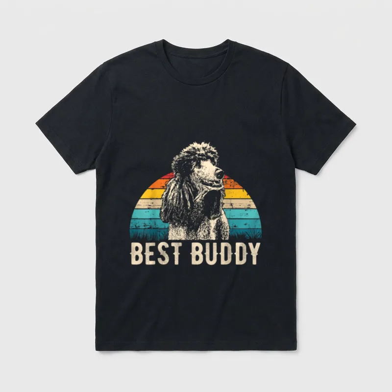Retro Pudel Idee T-Shirt – Klassisches T-Shirt in Schwarz