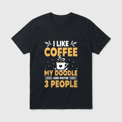 I Like Coffee My Doodle T-Shirt – Klassisches T-Shirt in Schwarz