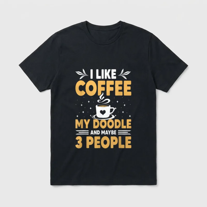 I Like Coffee My Doodle T-Shirt – Klassisches T-Shirt in Schwarz