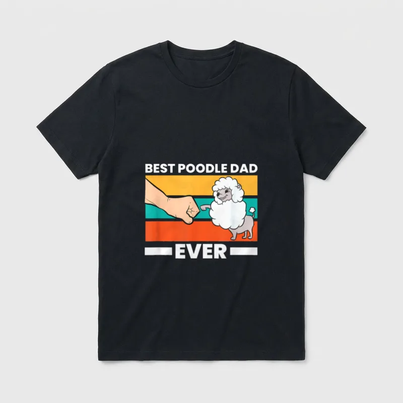 Best Poodle Dad Ever Pudel T-Shirt – Retro Pudel Fingertipp Best Poodle Dad Ever Text – Klassisches T-Shirt in Schwarz