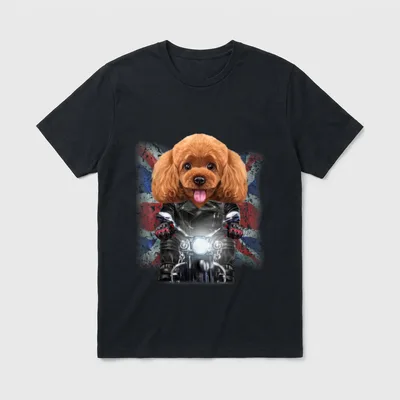 Zwergpudel Hund auf Motorrad T-Shirt – Klassisches T-Shirt in Schwarz