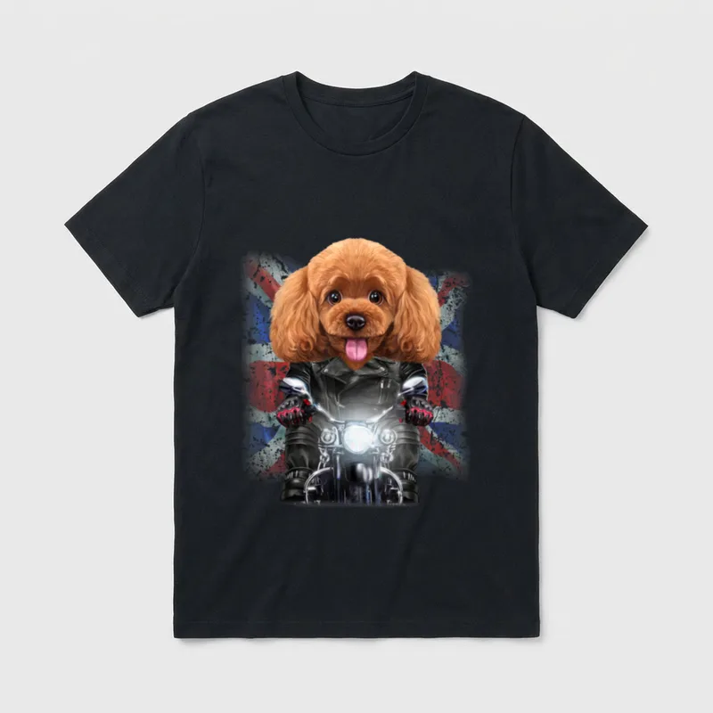 Zwergpudel Hund auf Motorrad T-Shirt – Klassisches T-Shirt in Schwarz