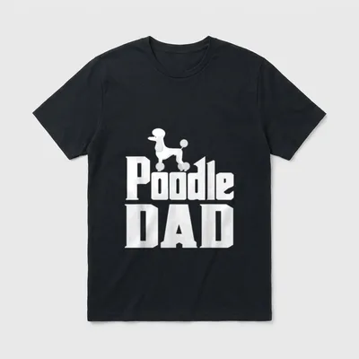 Pudel Papa Pudel T-Shirt – Pudel-Papa-Design mit weißem Pudel und Poodle DAD Schriftzug – Klassisches T-Shirt in Schwarz