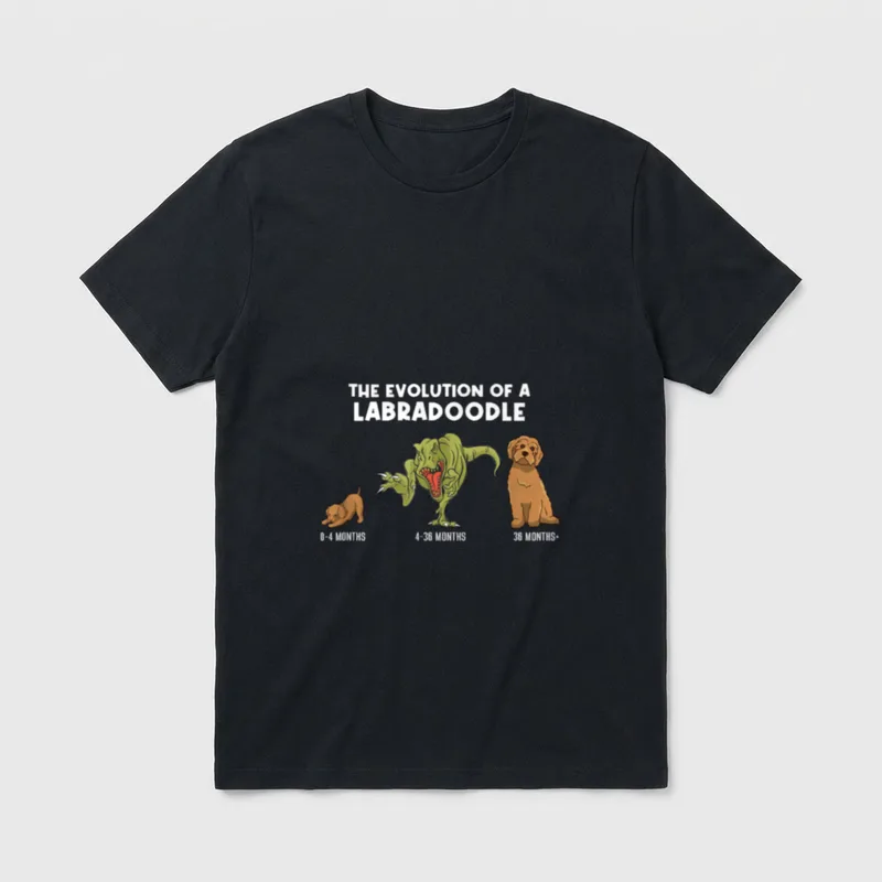 The Evolution Of A T-Shirt – Labradoodle Evolution Welpen Dinosaurier Hundemom Design – Klassisches T-Shirt in Schwarz