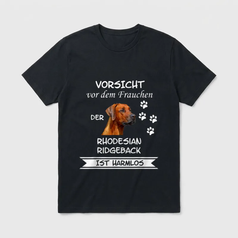 Vorsicht vor dem Frauchen Rhodesian T-Shirt – Klassisches T-Shirt in Schwarz
