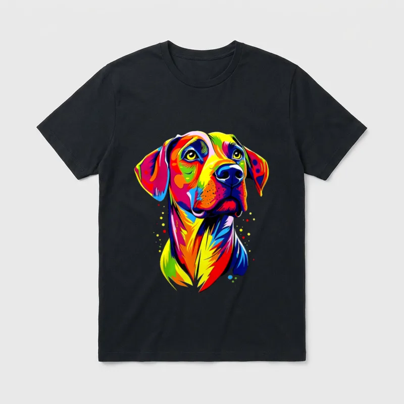 Rhodesian Ridgeback Popart Regenbogen T-Shirt – Klassisches T-Shirt in Schwarz