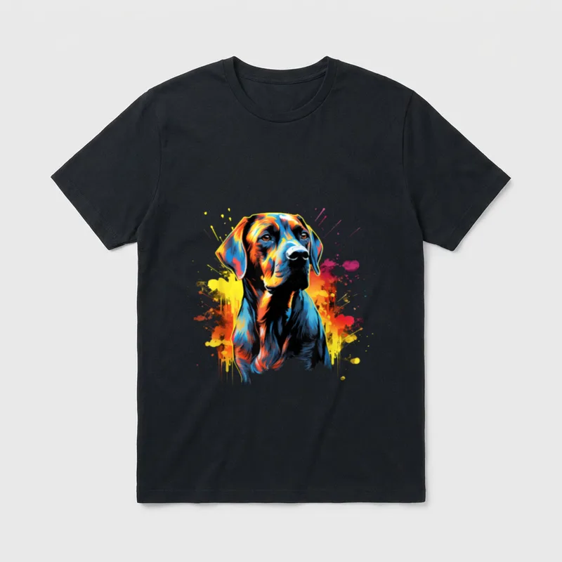 Bunter Rhodesian Ridgeback Hund T-Shirt – Klassisches T-Shirt in Schwarz