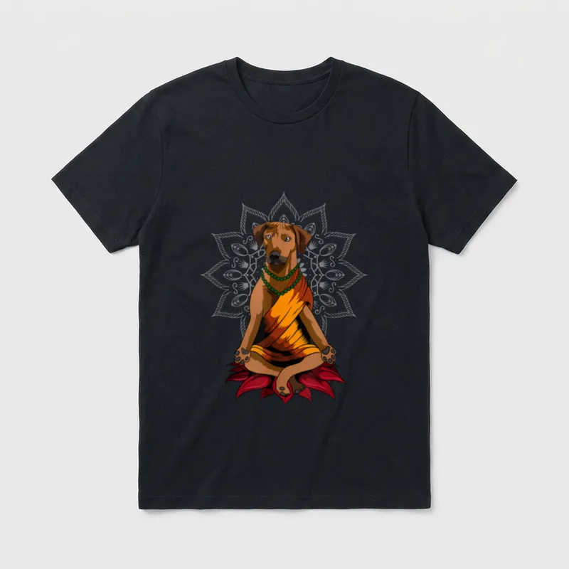 Rhodesian Ridgeback Buddha Mandala T-Shirt – Klassisches T-Shirt in Schwarz