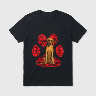Rhodesian Ridgeback Valentinstag Pfote T-Shirt – Klassisches T-Shirt in Schwarz