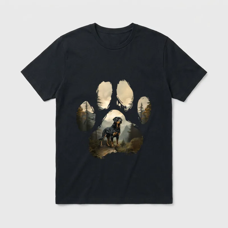 Rottweiler Mountain Paw Design T-Shirt – Klassisches T-Shirt in Schwarz