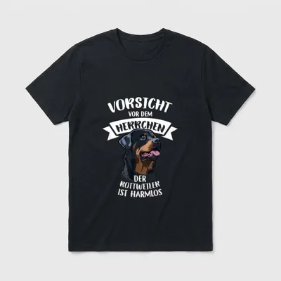 Vorsicht Vor Dem Herrchen Rottweiler T-Shirt – Klassisches T-Shirt in Schwarz