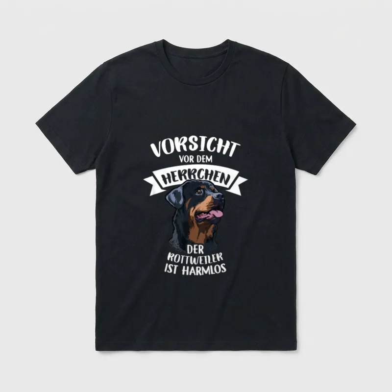 Vorsicht Vor Dem Herrchen Rottweiler T-Shirt – Klassisches T-Shirt in Schwarz