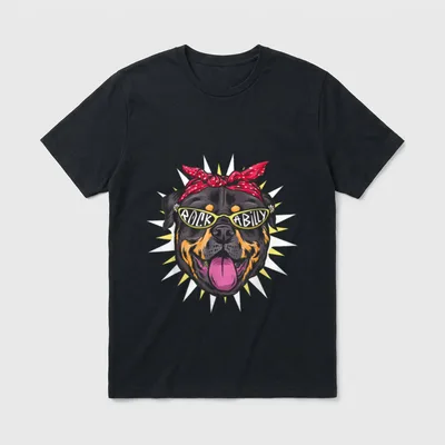 Rockabilly Rottweiler Rottie T-Shirt – Klassisches T-Shirt in Schwarz
