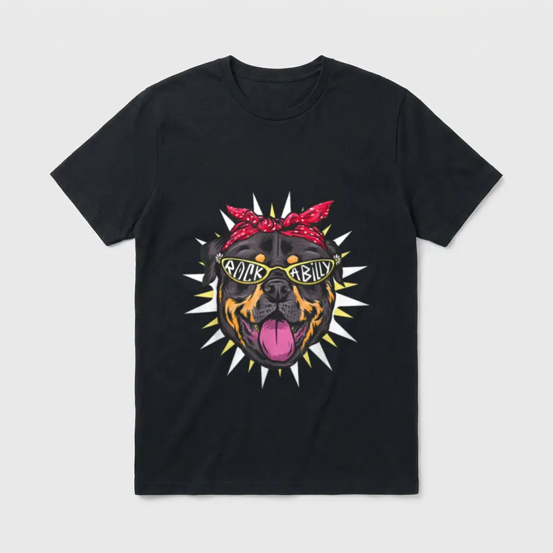 Rockabilly Rottweiler Rottie T-Shirt – Klassisches T-Shirt in Schwarz