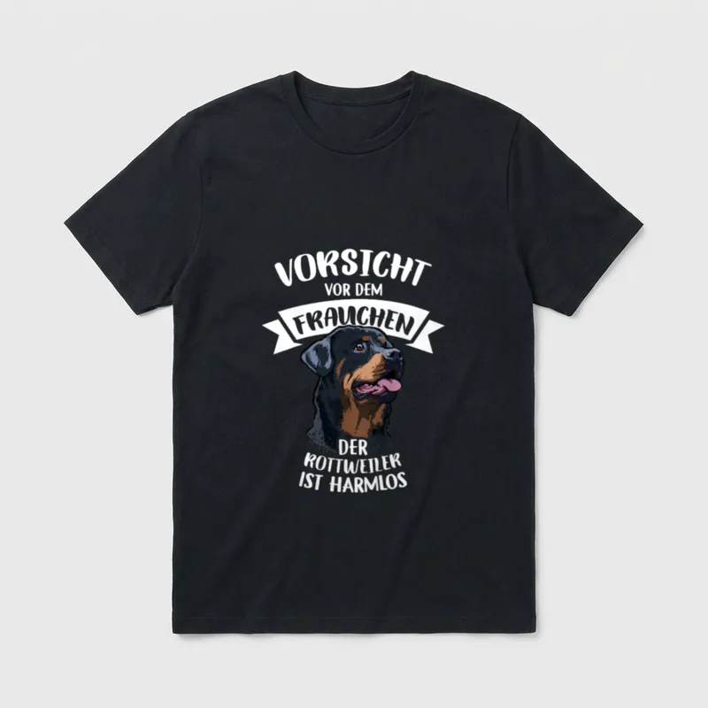 Vorsicht Vor Dem Frauchen T-Shirt 0031 – Klassisches T-Shirt in Schwarz