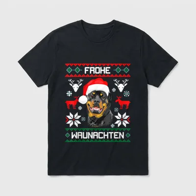 Rottweiler Frohe Waunachten Weihnachten T-Shirt – Klassisches T-Shirt in Schwarz