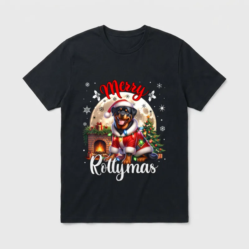 Weihnachten Rottweiler Santa Claus T-Shirt – Klassisches T-Shirt in Schwarz