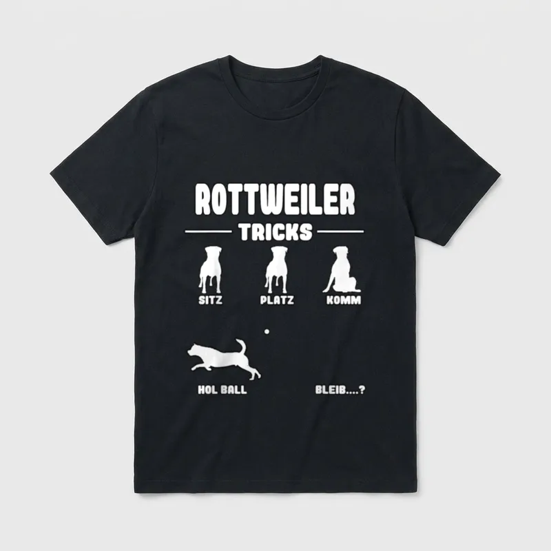 Rottweiler Gassi Motiv Hundetricks T-Shirt – Klassisches T-Shirt in Schwarz