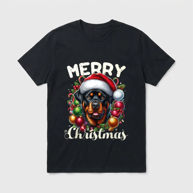 Frohe Weihnachten Rottweiler Besitzer T-Shirt – Klassisches T-Shirt in Schwarz