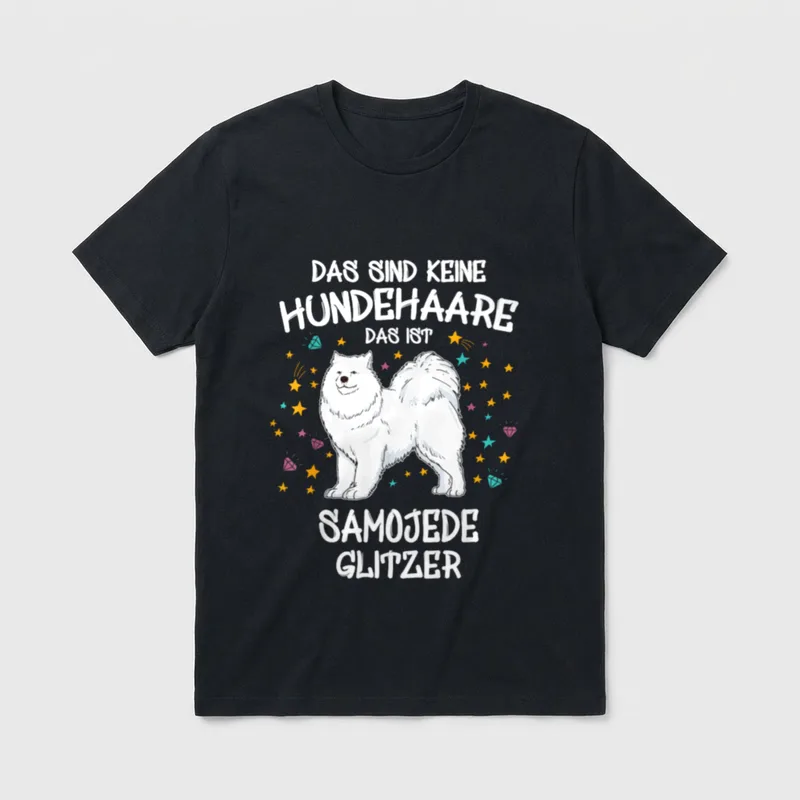 Samojede Glitzer Hundehalter Gassi T-Shirt – Klassisches T-Shirt in Schwarz