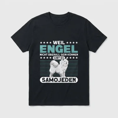 Samojede Engel Schlittenhund Gassi T-Shirt – Klassisches T-Shirt in Schwarz