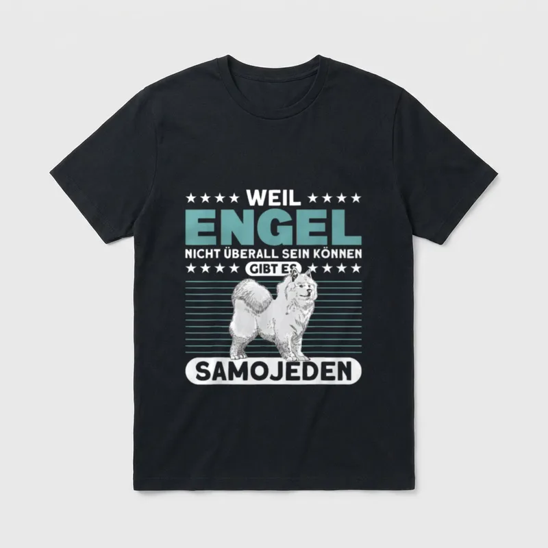 Samojede Engel Schlittenhund Gassi T-Shirt – Klassisches T-Shirt in Schwarz
