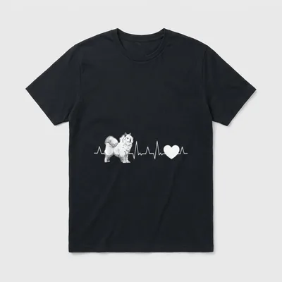 Samojede Herzschlag Schlittenhund Samojeden T-Shirt – Klassisches T-Shirt in Schwarz