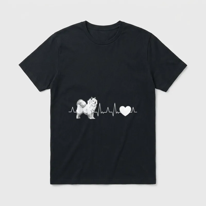 Samojede Herzschlag Schlittenhund Samojeden T-Shirt – Klassisches T-Shirt in Schwarz