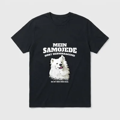 Mein Samojede Hört Hervorragend T-Shirt – Klassisches T-Shirt in Schwarz