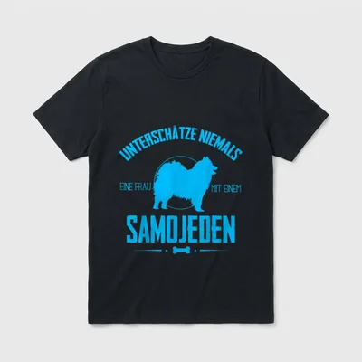 Unterschätze niemals eine Frau Samojeden T-Shirt – Klassisches T-Shirt in Schwarz