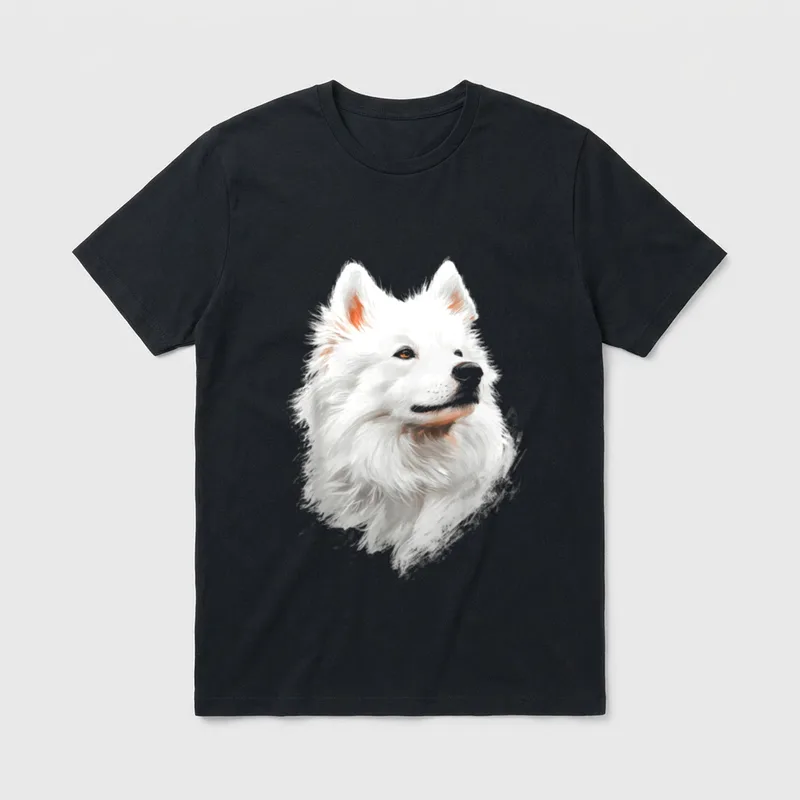 Samojede-Hund Grafik Haustier Illustration T-Shirt – Klassisches T-Shirt in Schwarz