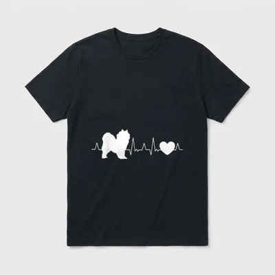 Samojede Herzschlag Schlittenhund Samojeden T-Shirt 0026 – Klassisches T-Shirt in Schwarz