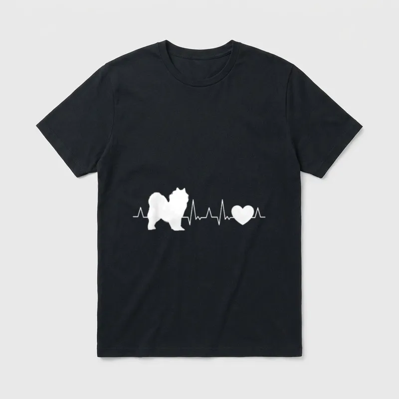 Samojede Herzschlag Schlittenhund Samojeden T-Shirt 0026 – Klassisches T-Shirt in Schwarz