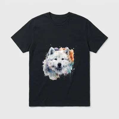 Bunte Samojede-Aquarellkunst T-Shirt – Klassisches T-Shirt in Schwarz