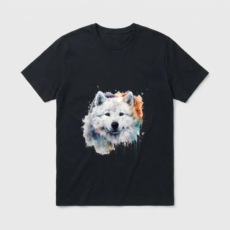 Bunte Samojede-Aquarellkunst T-Shirt – Klassisches T-Shirt in Schwarz