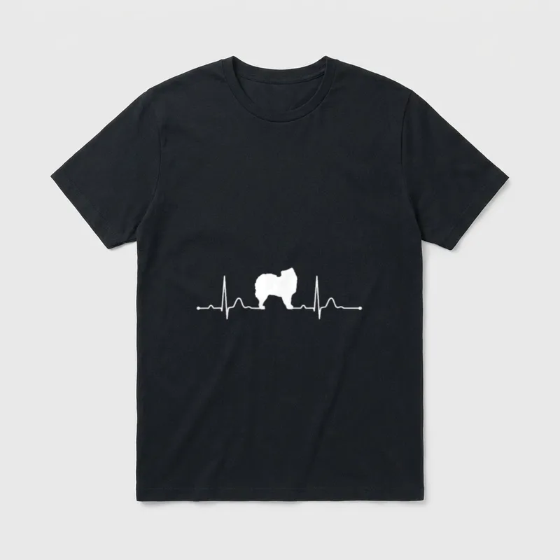 Samojede Heartbeat Herzschlag Hunde T-Shirt – Klassisches T-Shirt in Schwarz