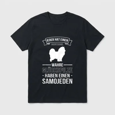 Jeder Hat Schutzengel Glückspilze Samojede T-Shirt – Klassisches T-Shirt in Schwarz